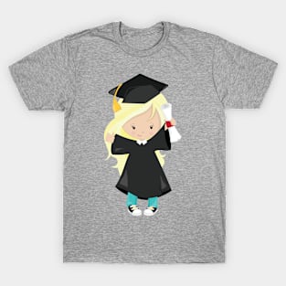 Graduation Girl, Cute Girl, Blonde Hair, Diploma T-Shirt